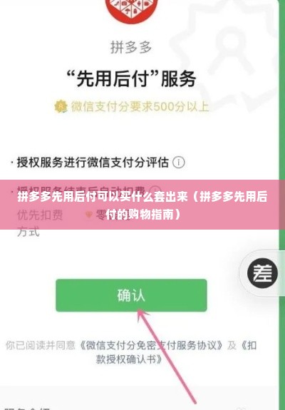 拼多多先用后付可以买什么套出来（拼多多先用后付的购物指南）