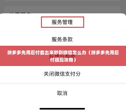 拼多多先用后付套出来秒到微信怎么办（拼多多先用后付提现攻略）