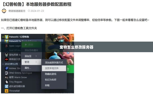 宠物怎么修改服务器