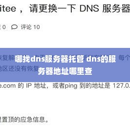哪找dns服务器托管 dns的服务器地址哪里查