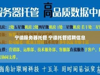 宁德服务器托管 宁德托管招聘信息