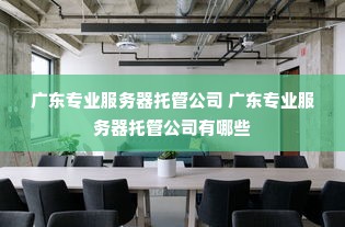 广东专业服务器托管公司 广东专业服务器托管公司有哪些