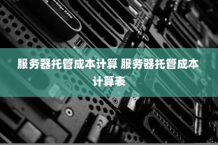 服务器托管成本计算 服务器托管成本计算表