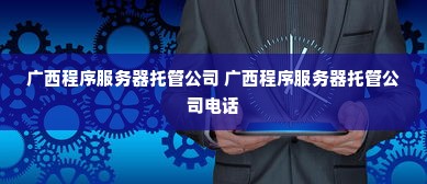 广西程序服务器托管公司 广西程序服务器托管公司电话