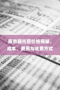 服务器托管价格揭秘，成本、费用与收费方式